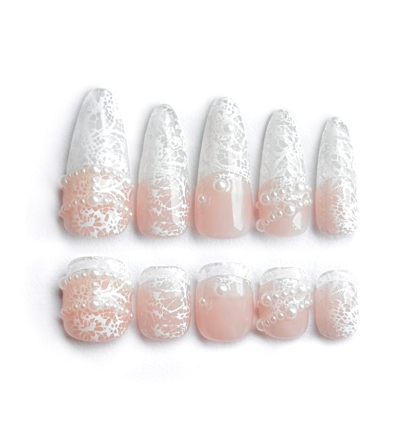 Wedding Lace Clip-on Nails