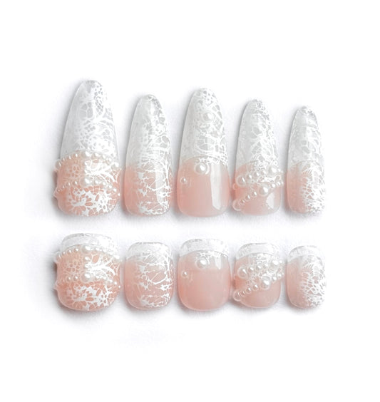 Wedding Lace Clip-on Nails