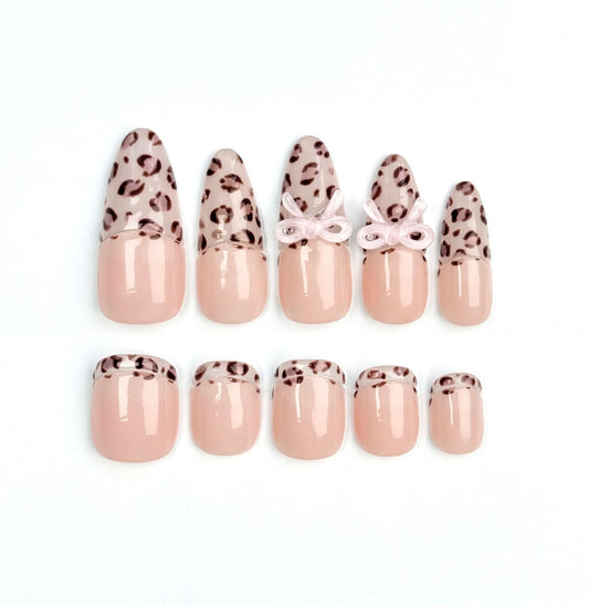 Leopard Babydoll Clip-on Nails